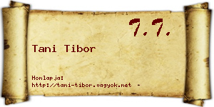 Tani Tibor névjegykártya